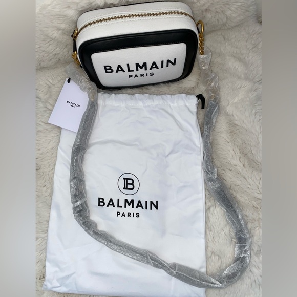 Balmain B-Army Camera Bag Gab Blanc Noir NEW - Picture 5 of 8